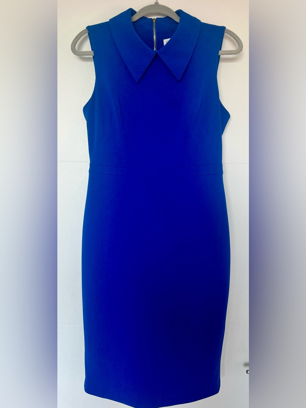 Calvin Klein Royal Blue Sleeveless Collared Sheath Dress Size 10